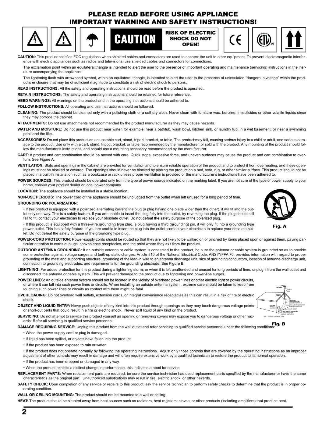 Gemini CDM-3200 manual Grounding or Polarization 