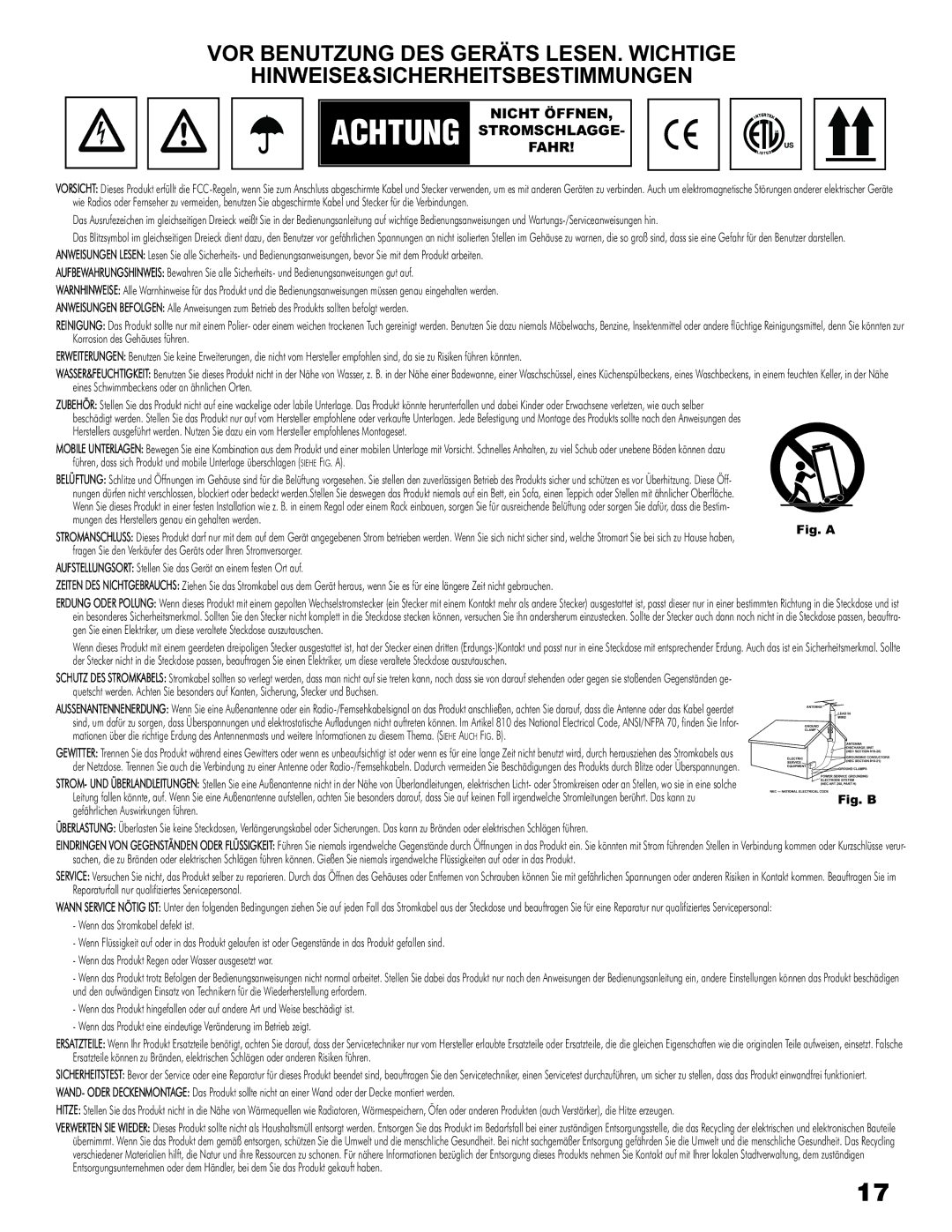 Gemini CDM-3600 manual Nicht Öffnen Achtung Stromschlagge Fahr 