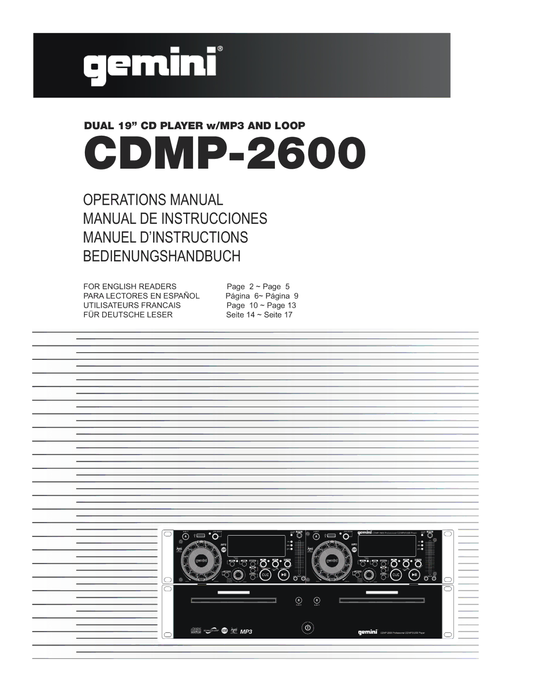 Gemini CDMP-2600 manual 