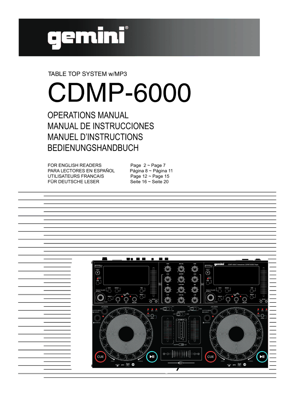 Gemini CDMP-6000 manual 