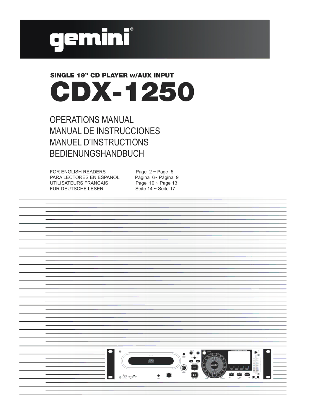 Gemini CDX-1250 manual 