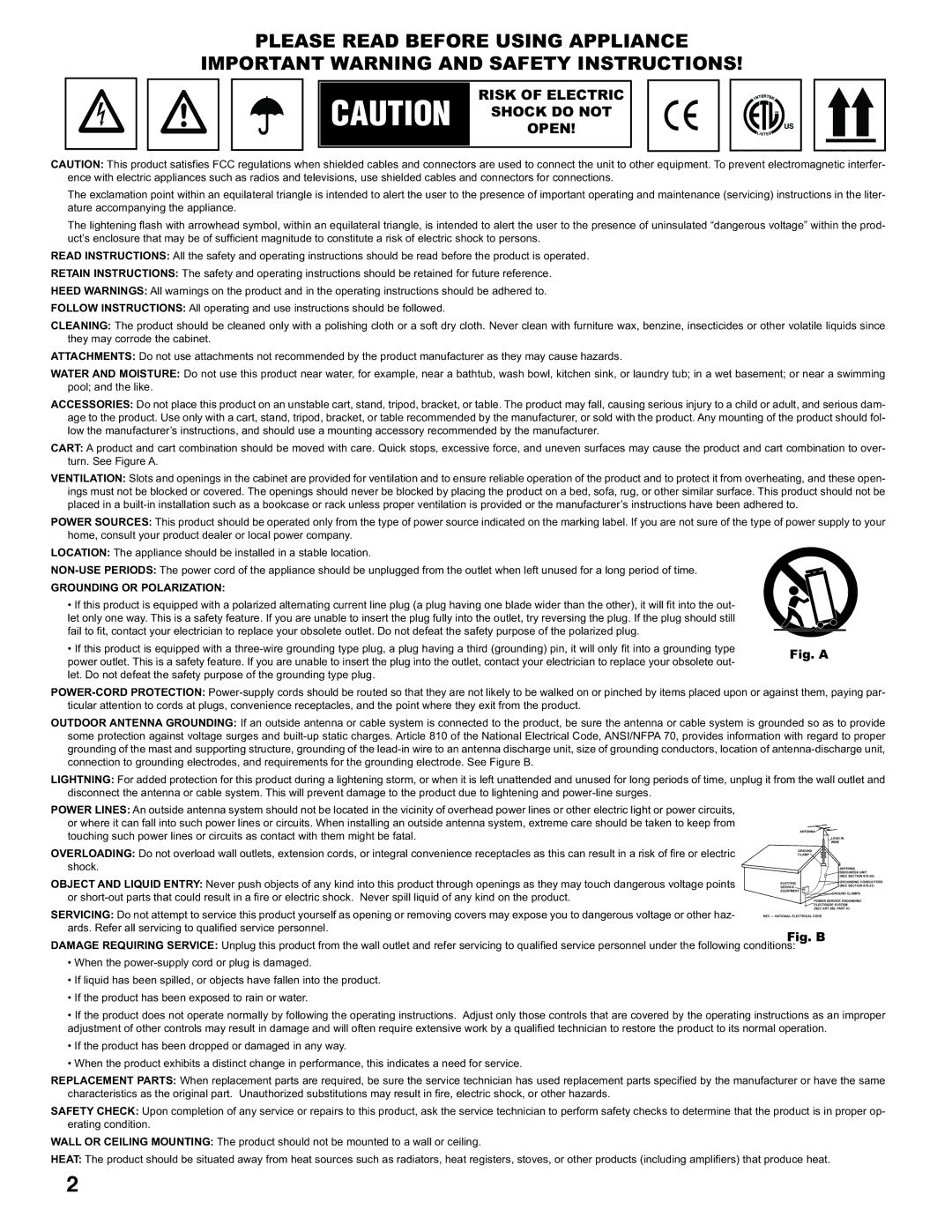 Gemini CDX-2200 manual Grounding or Polarization 