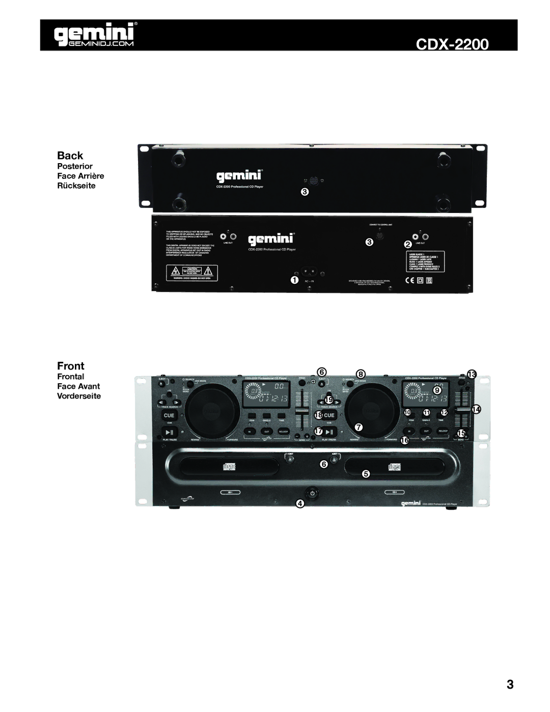 Gemini CDX-2200 manual 