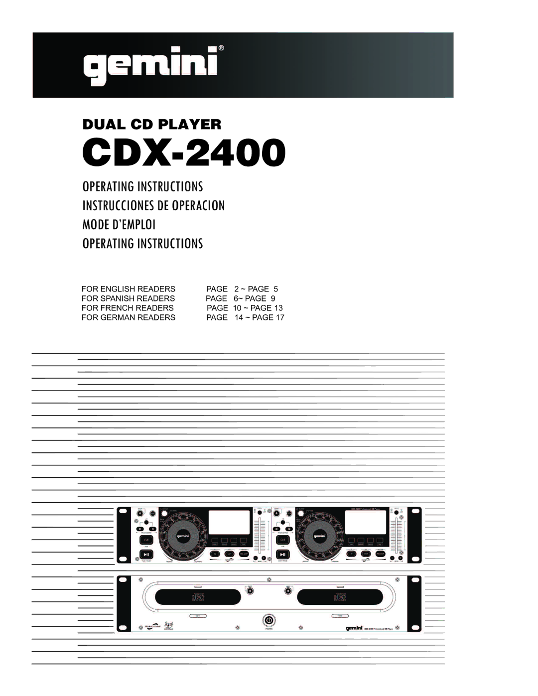 Gemini CDX 2400 manual CDX-2400 