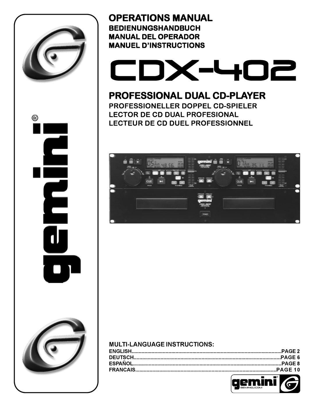 Gemini CDX-402 manual 