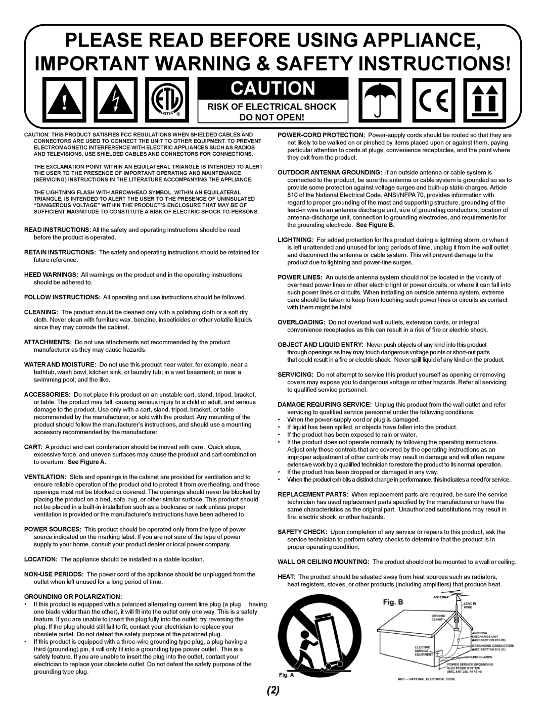 Gemini CDX-402 manual Risk of Electrical Shock Do not Open 