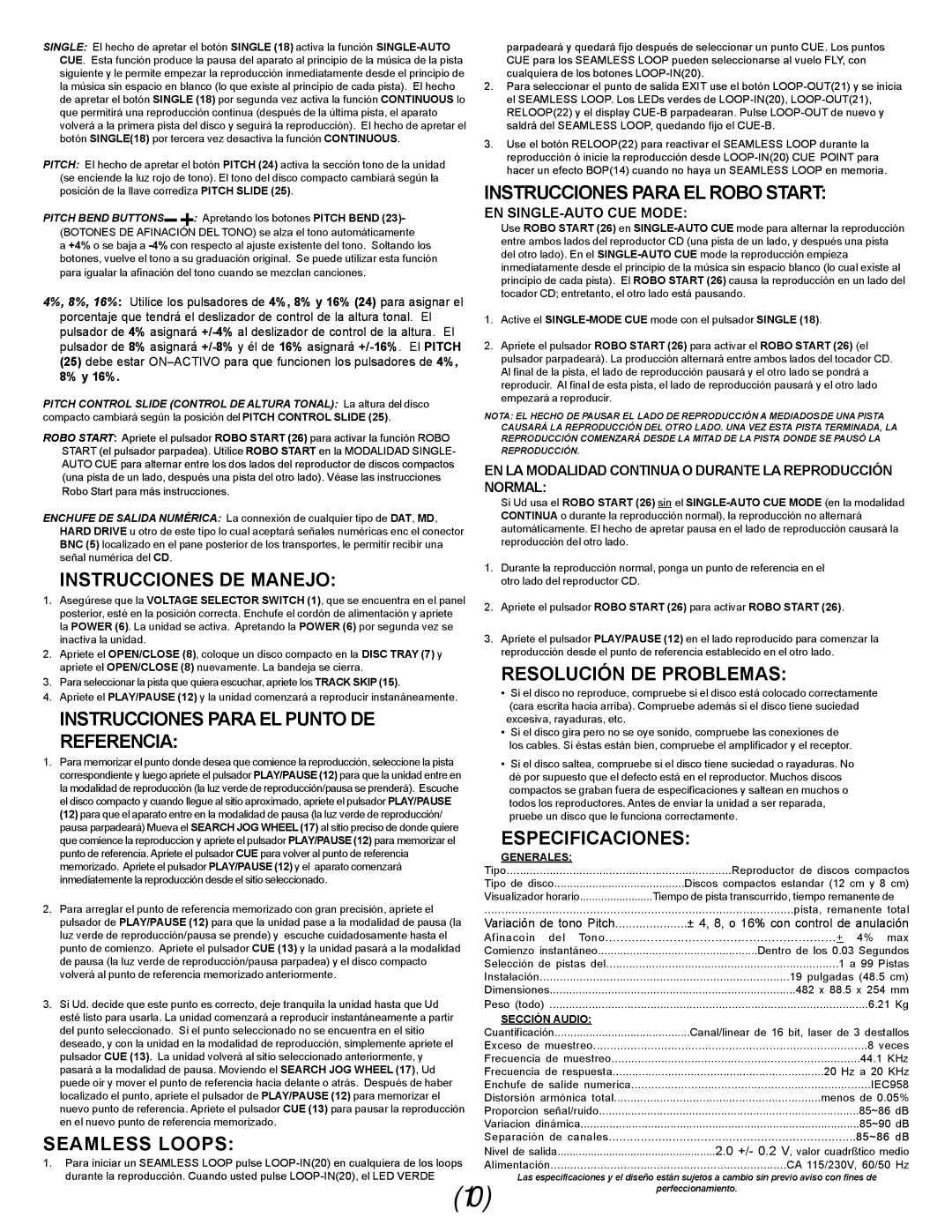 Gemini CDX-O4 manual Instrucciones Para EL Robo Start, Instrucciones DE Manejo, Resolución DE Problemas, Referencia 