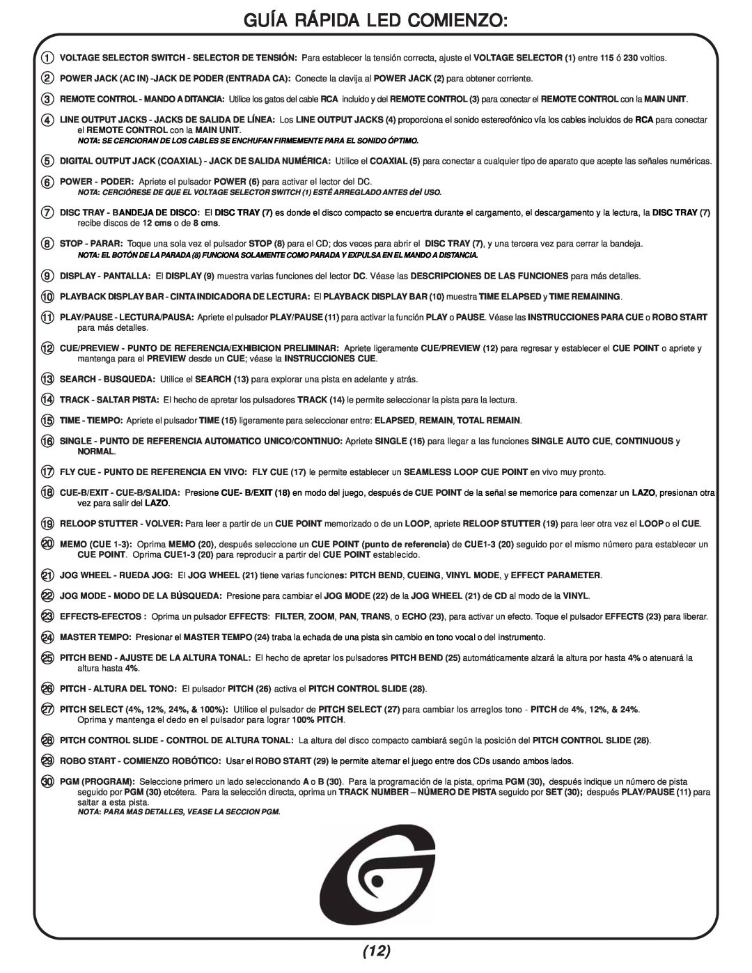 Gemini CFX-40 manual Guía Rápida Led Comienzo 