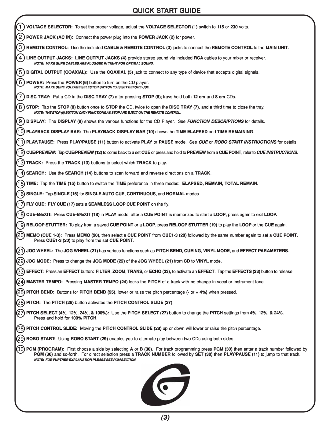 Gemini CFX-40 manual Quick Start Guide 