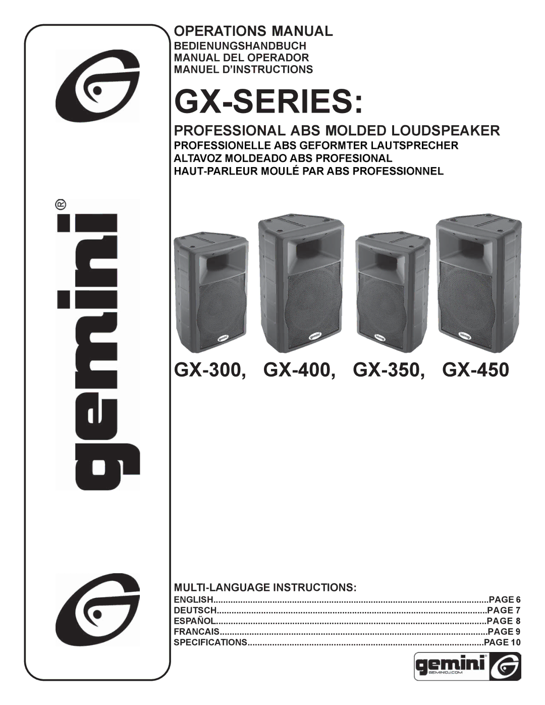 Gemini GX-300 specifications Gx-Series 