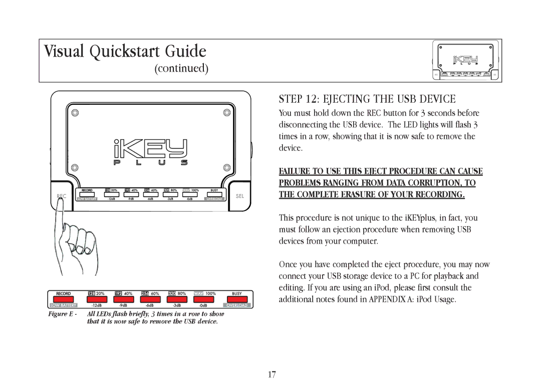 Gemini iKEYplus warranty Ejecting the USB Device 