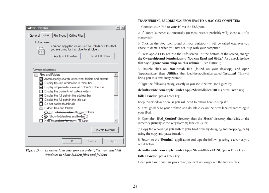 Gemini iKEYplus warranty Transferring Recordings from iPod to a MAC OSX Computer 