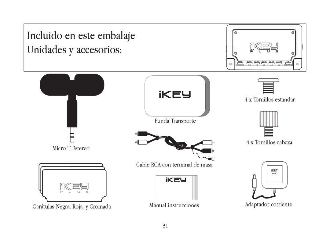 Gemini iKEYplus warranty Incluido en este embalaje Unidades y accesorios 