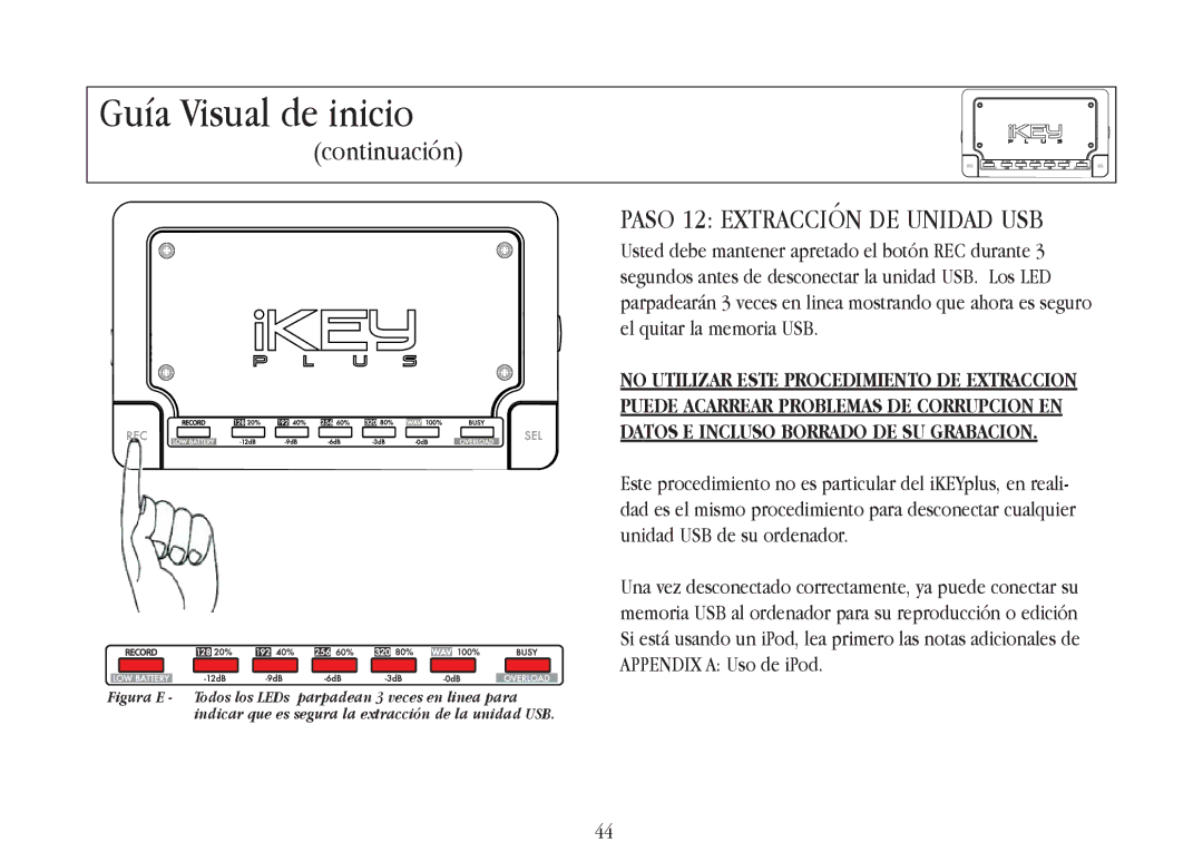 Gemini iKEYplus warranty Paso 12 Extracción DE Unidad USB 