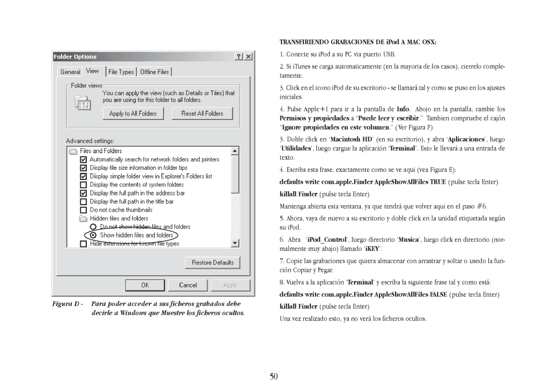 Gemini iKEYplus warranty Transfiriendo Grabaciones DE iPod a MAC OSX 