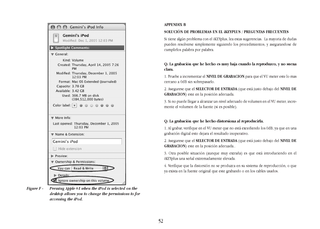 Gemini iKEYplus warranty Appendix B, La grabación que he hecho distorsiona al reproducirla 