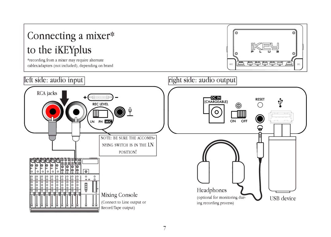 Gemini warranty Connecting a mixer* to the iKEYplus 