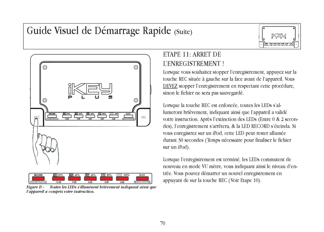 Gemini iKEYplus warranty Etape 11 Arret DE ’ENREGISTREMENT 