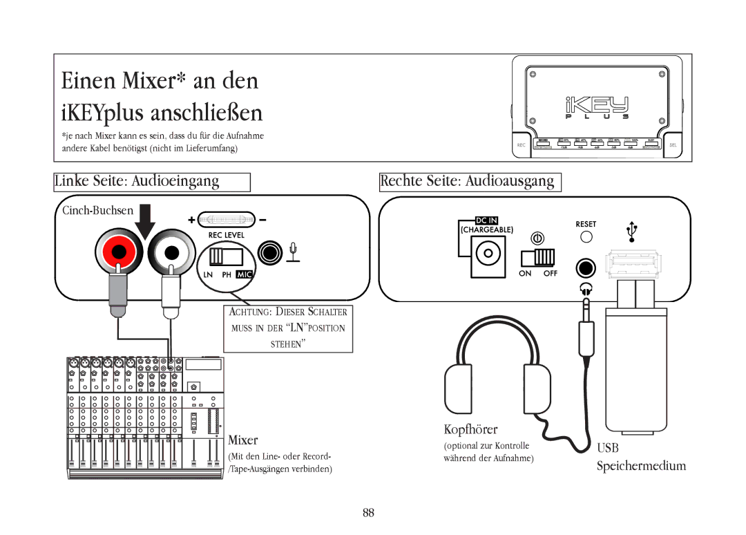 Gemini warranty Einen Mixer* an den iKEYplus anschließen 