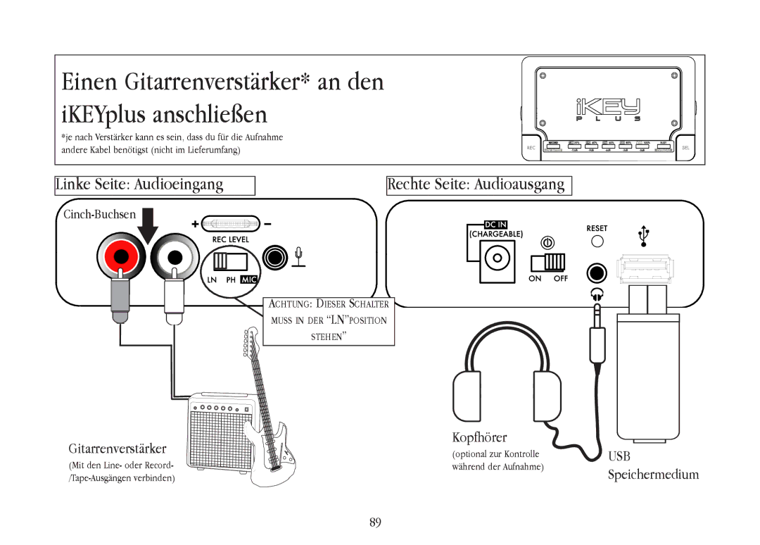 Gemini warranty Einen Gitarrenverstärker* an den iKEYplus anschließen 