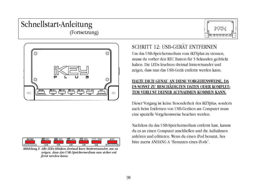 Gemini iKEYplus warranty Schritt 12 USB-GERÄT Entfernen 