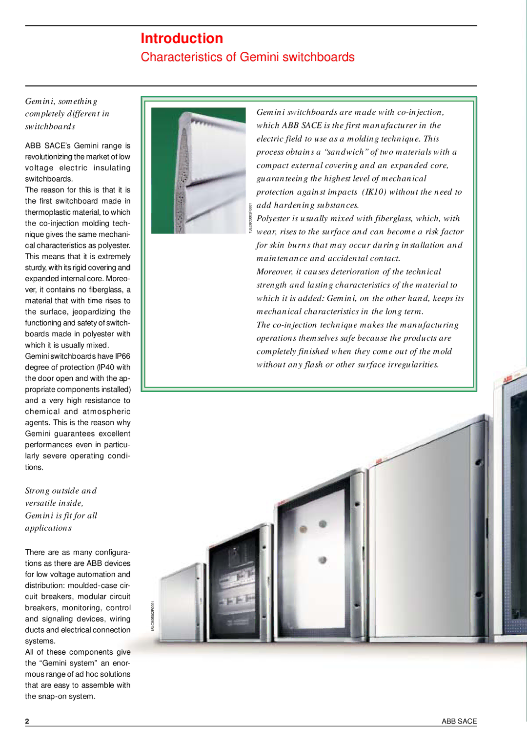 Gemini Industries 1SLC805002F0001 manual Characteristics of Gemini switchboards 