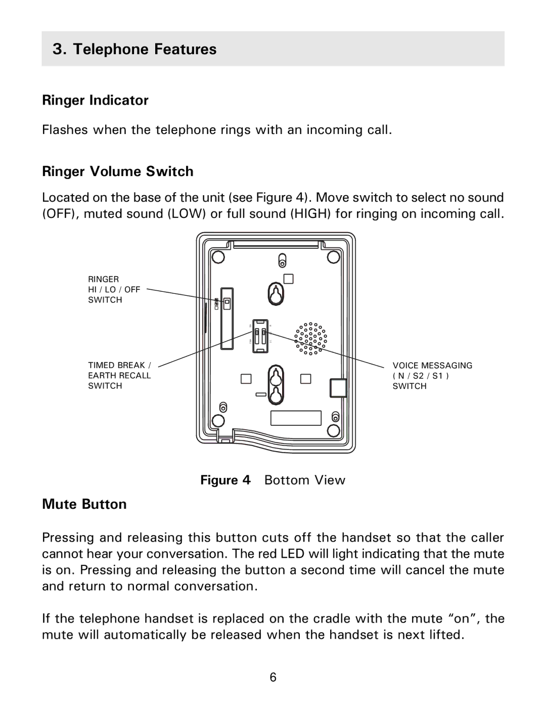 Gemini Industries Gemini Basic Telephone Features, Ringer Indicator, Ringer Volume Switch, Mute Button 