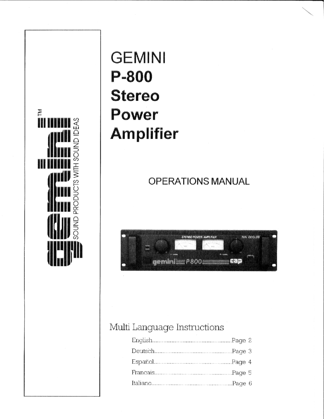 Gemini Industries P-800 manual 