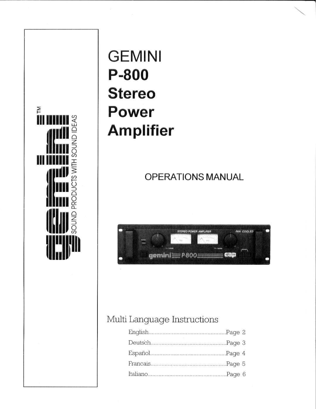 Gemini Industries P-800 manual 