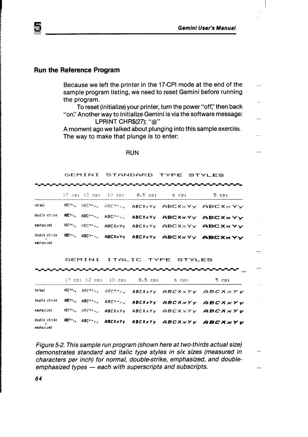 Gemini Industries Printer user manual Run the Reference Program 