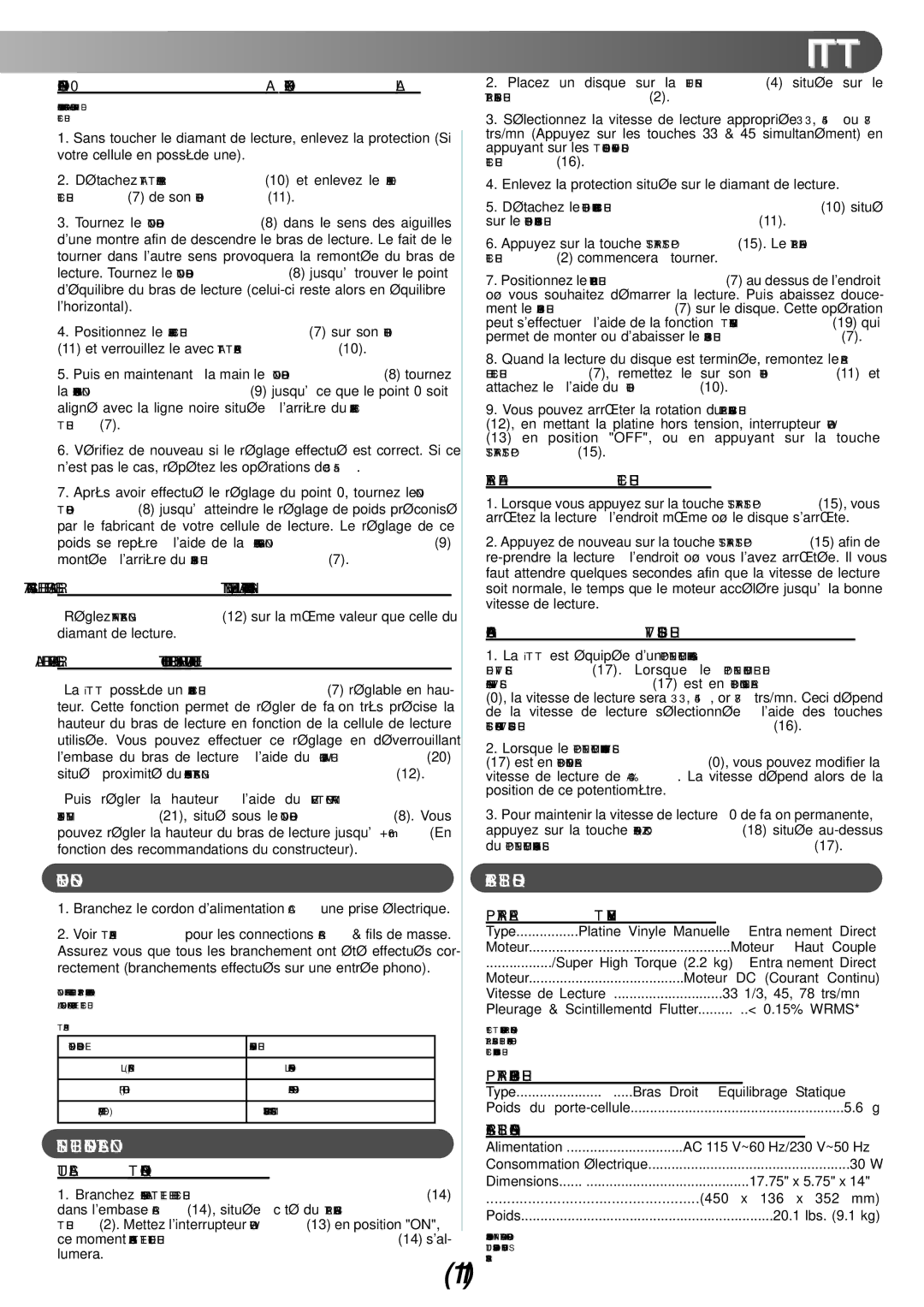 Gemini iTT manual Connections, Instructions Dutilisation 