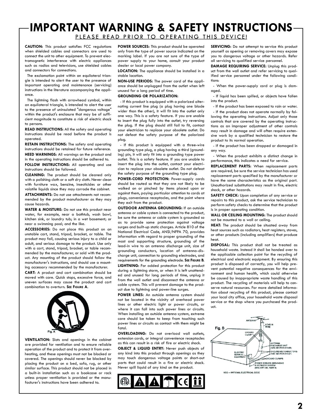 Gemini 505, M10s, 808, 606 manual Important Warning & Safety Instructions 