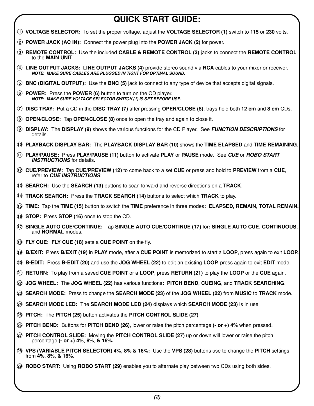 Gemini MP-3000X manual Quick Start Guide 