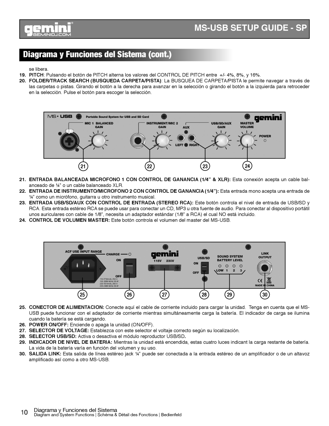 Gemini manual MS-USB Setup Guide SP 