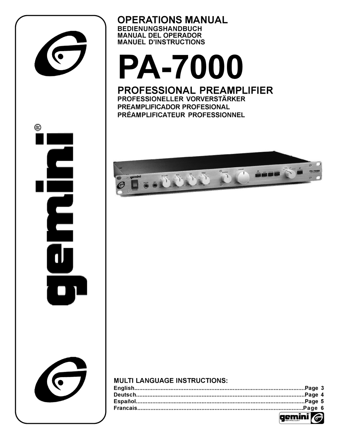 Gemini PA-7000 manual 