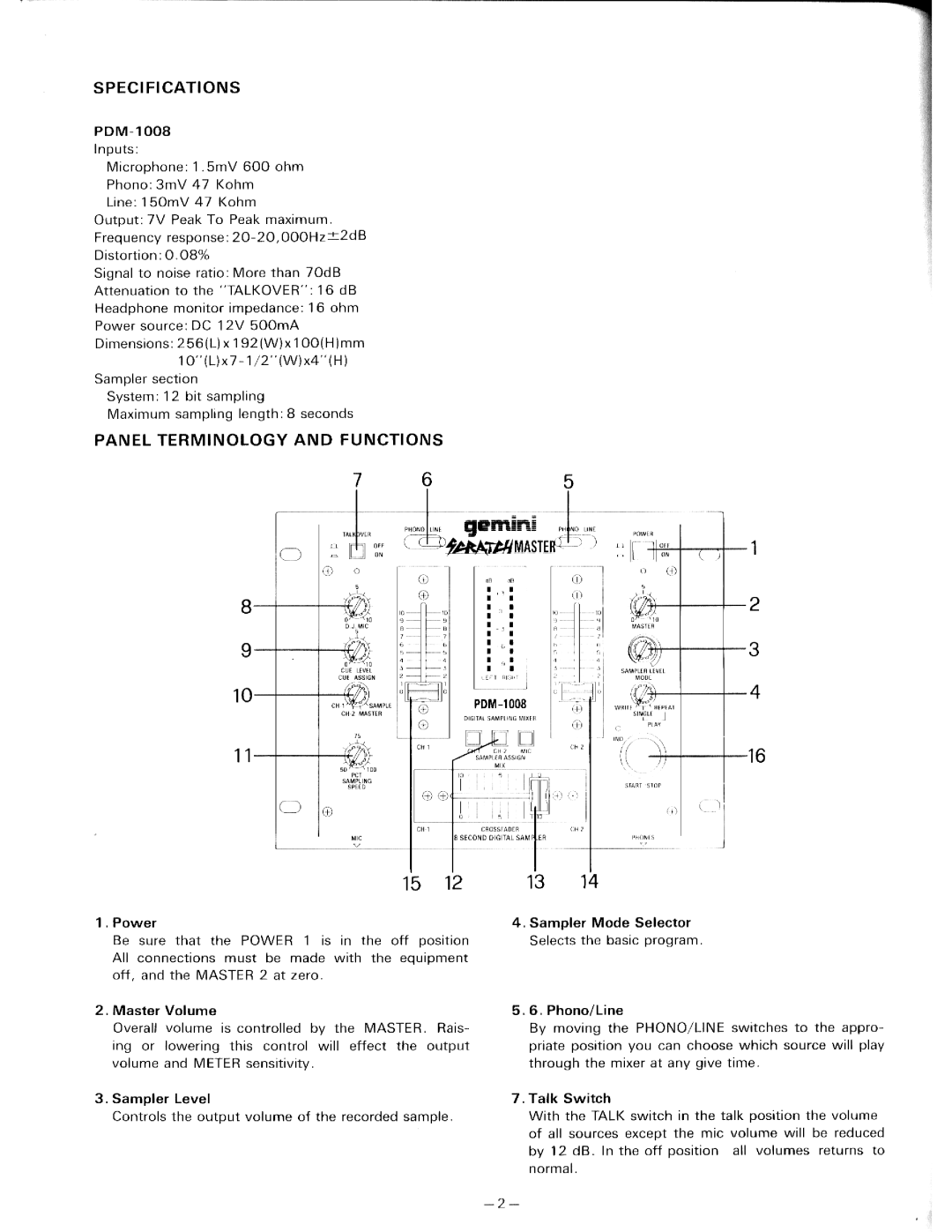 Gemini PDM-1008 manual 