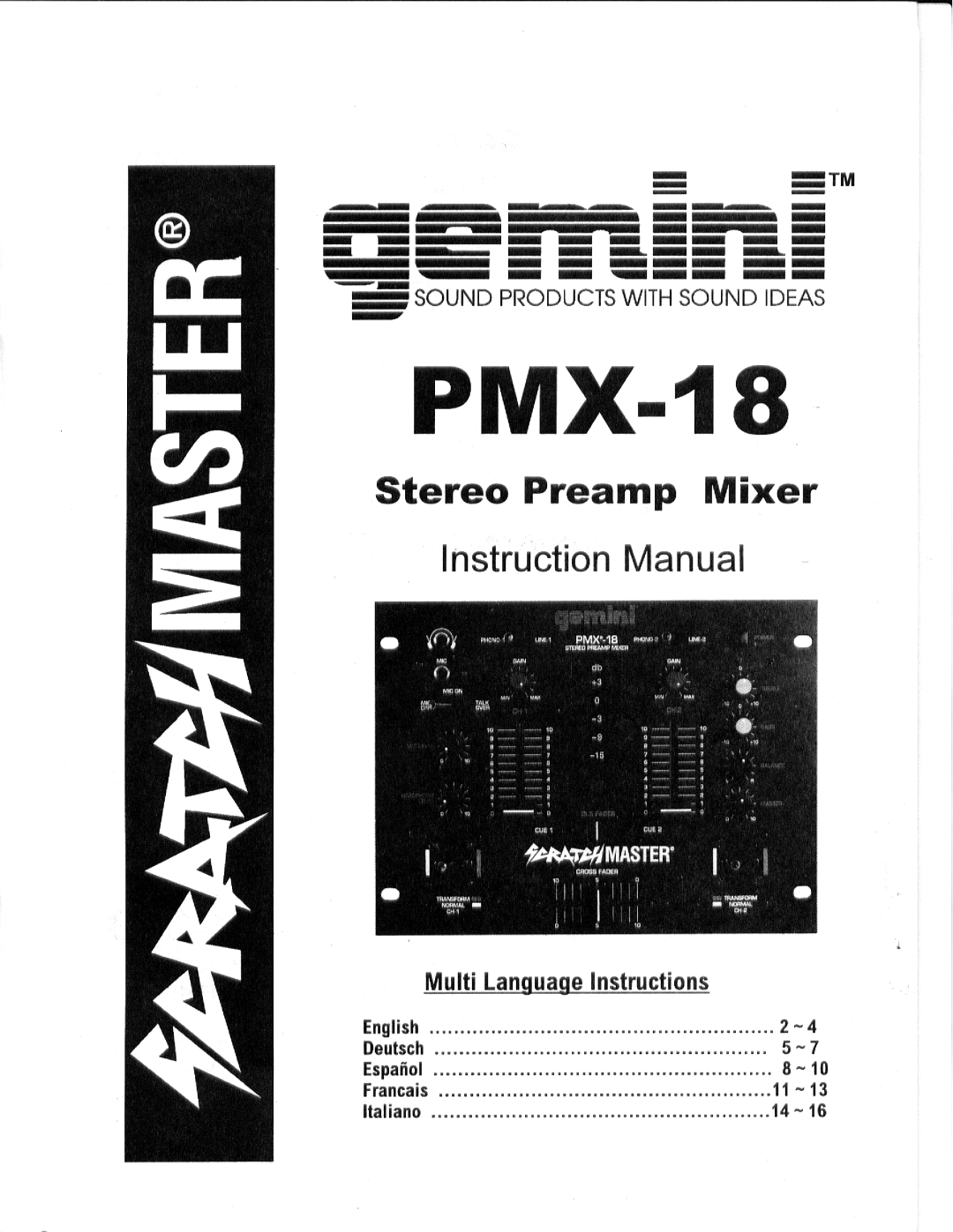 Gemini PMX-18 manual 
