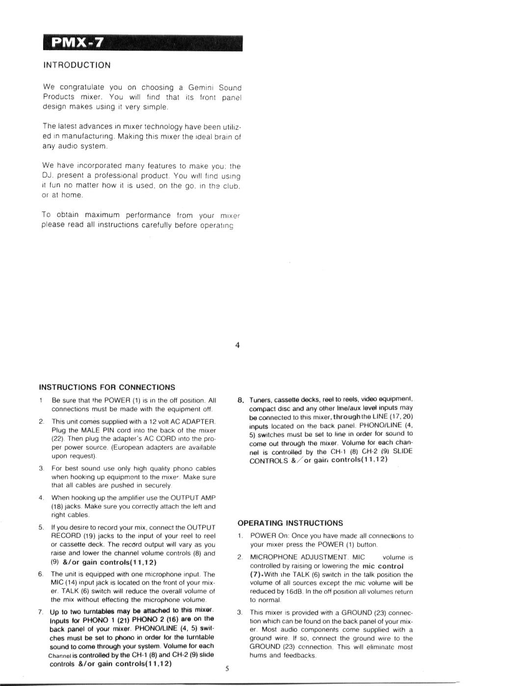 Gemini pmx-7 manual 
