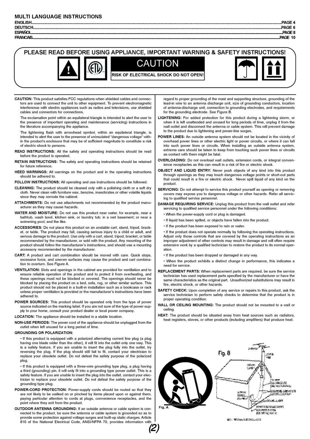 Gemini PS-01 manual Multi Language Instructions 