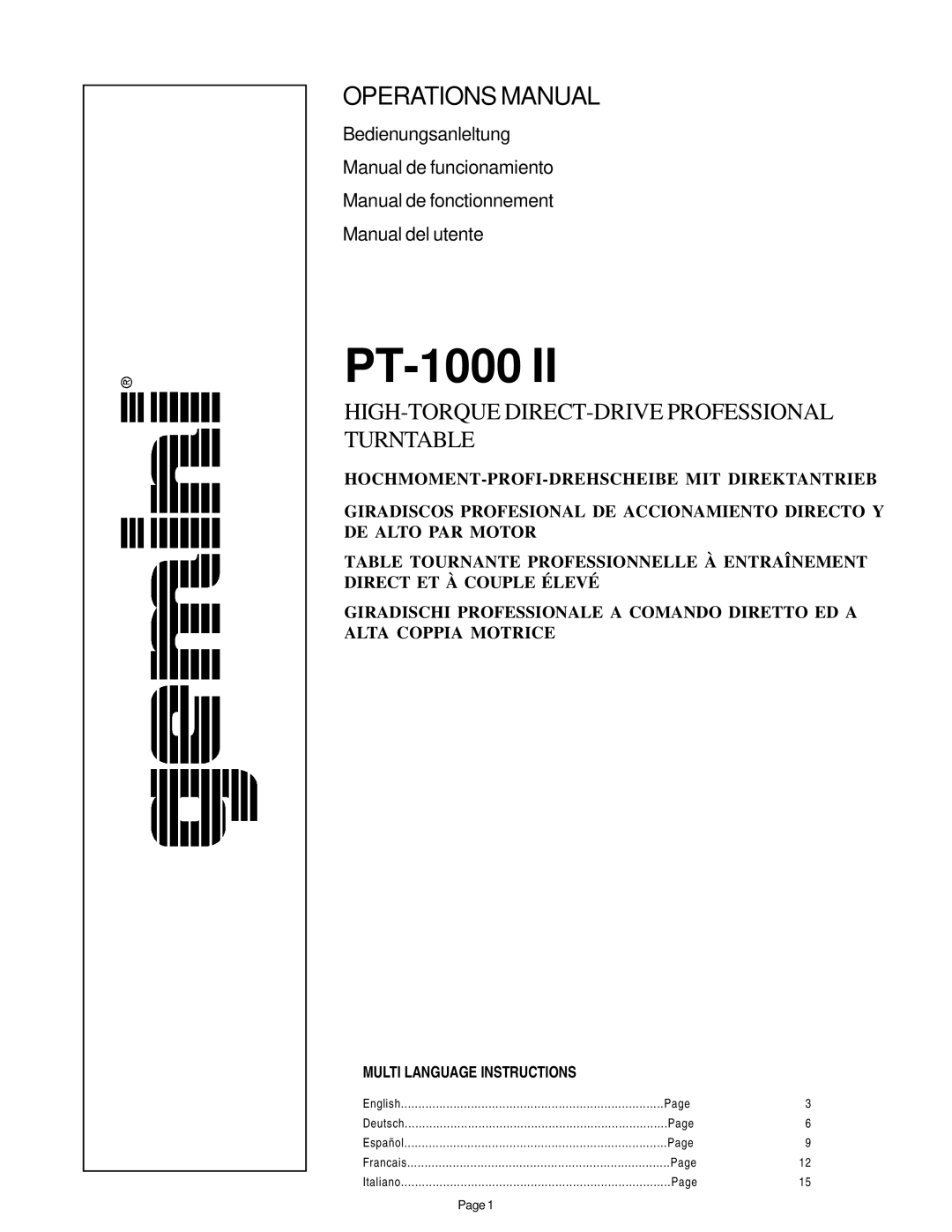 Gemini PT-1000 II manual 