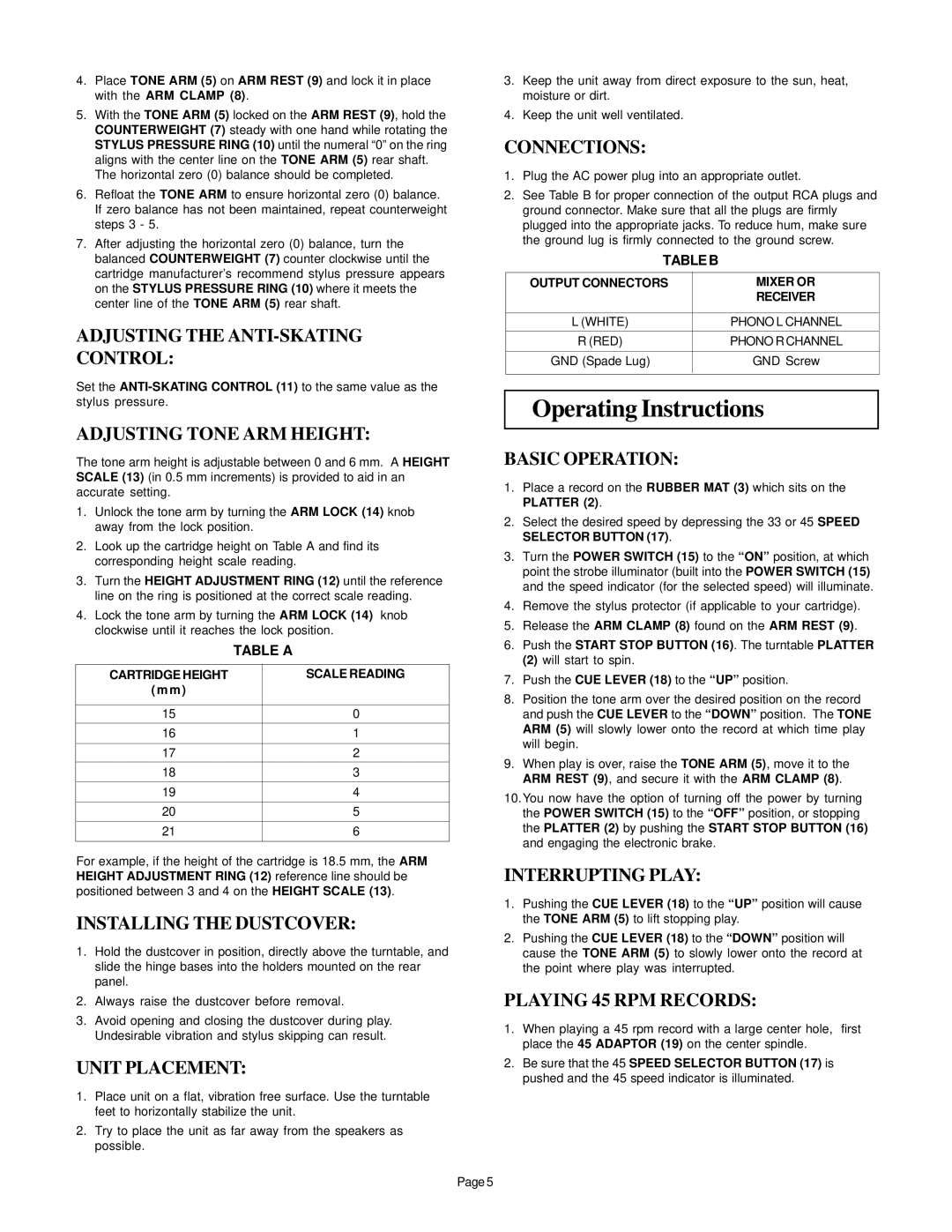 Gemini PT-2000 instruction manual Operating Instructions 