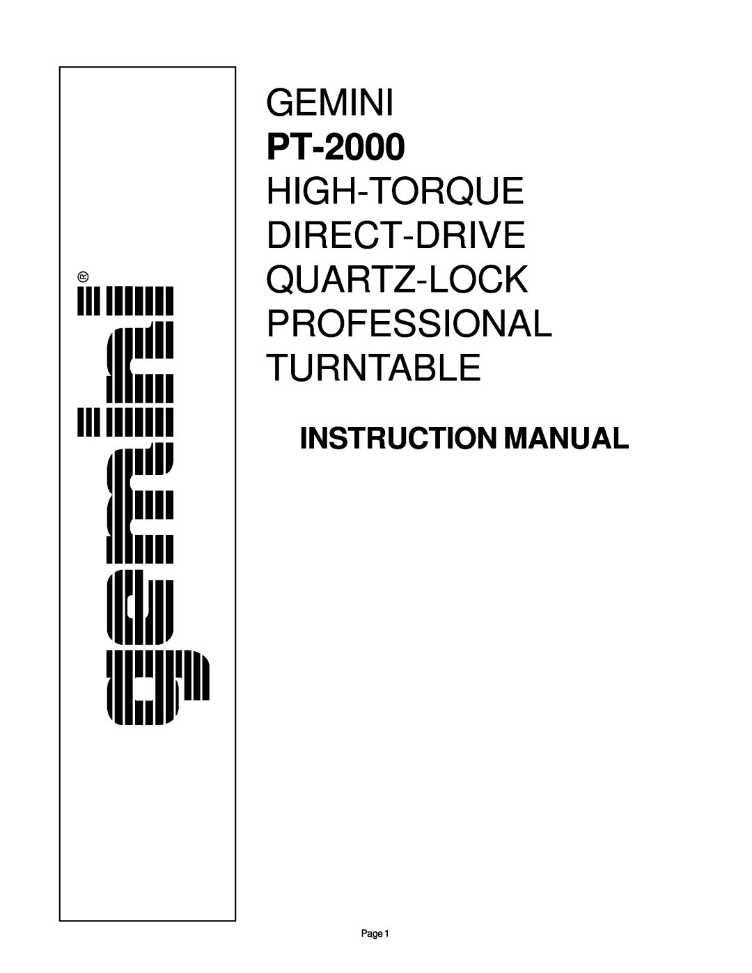 Gemini PT-2000 instruction manual Gemini 