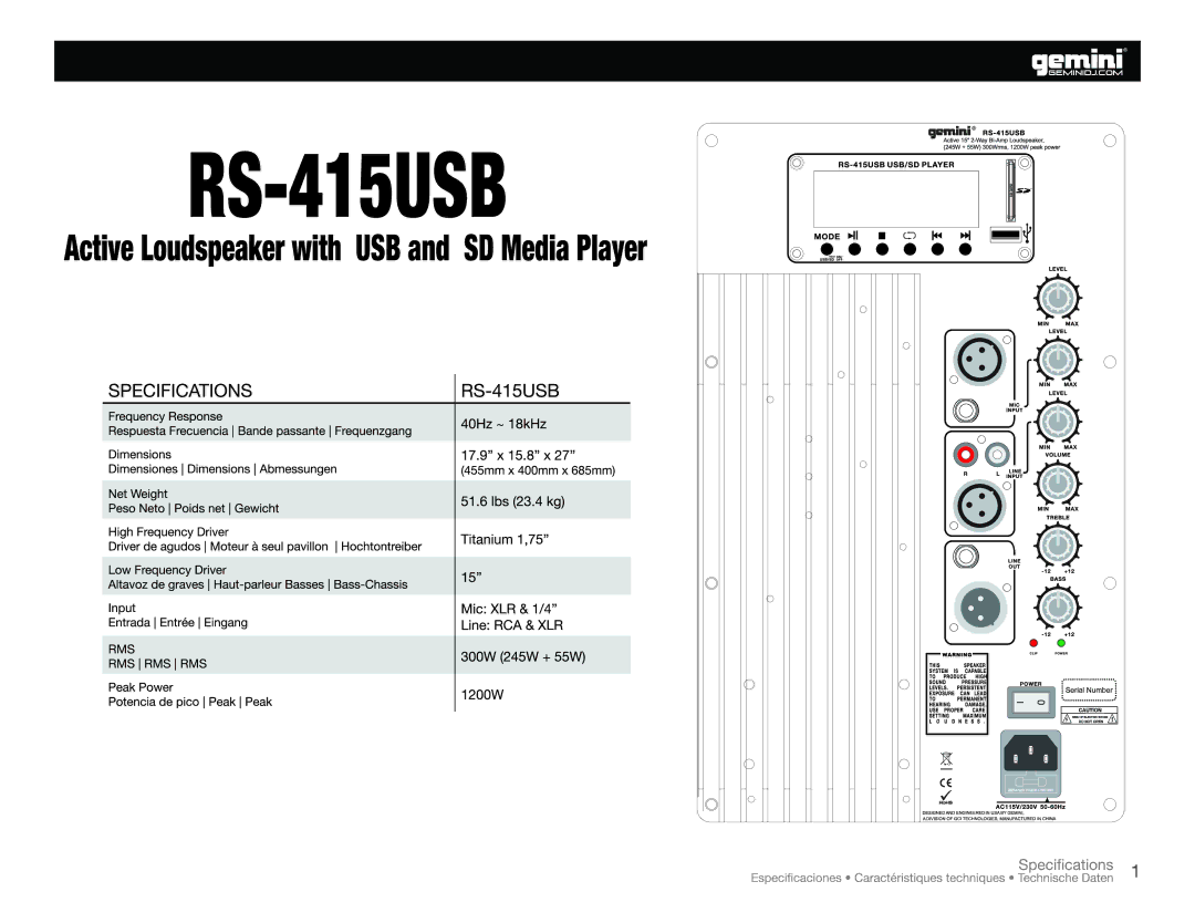 Gemini RS-415USB manual SD Card 