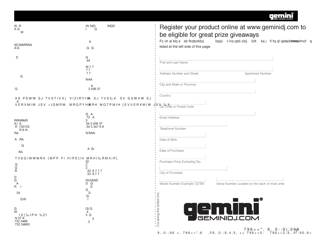 Gemini RS-415USB manual Limited Warranty, Return/Repair, United Kingdom, En España, En France, In Deutschland 