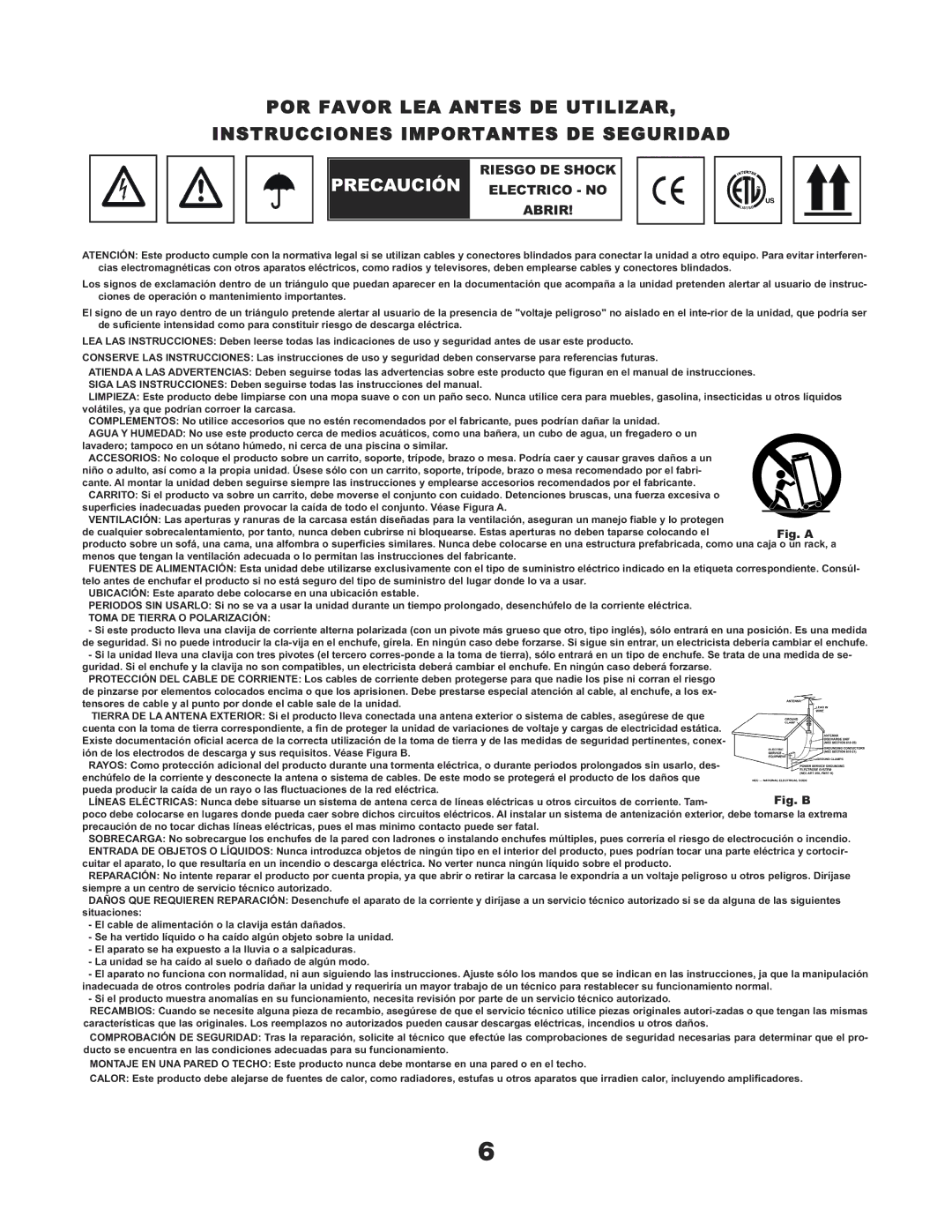 Gemini TT-1100 USB, TT-1000 manual Riesgo DE Shock Precaución Electrico no Abrir 