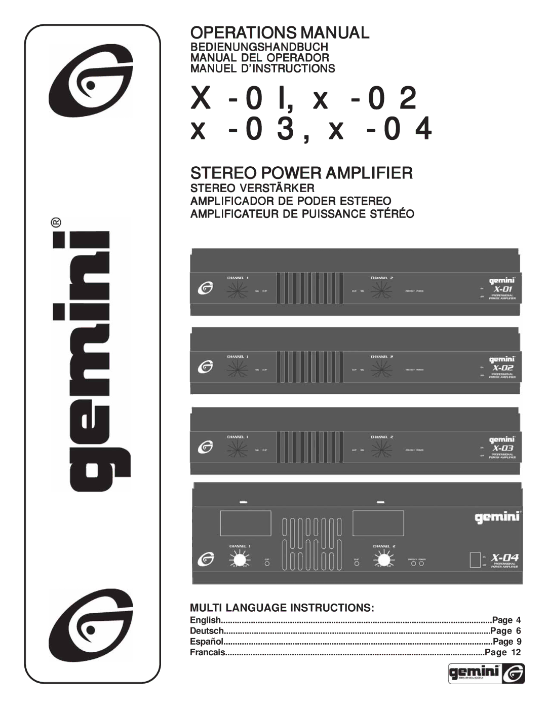 Gemini X-02, X-03, X-01 manual 0I, x-02 x-03 