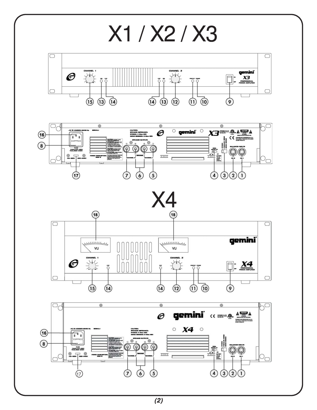 Gemini X2, X3, X4, Power Amplifier manual X1 