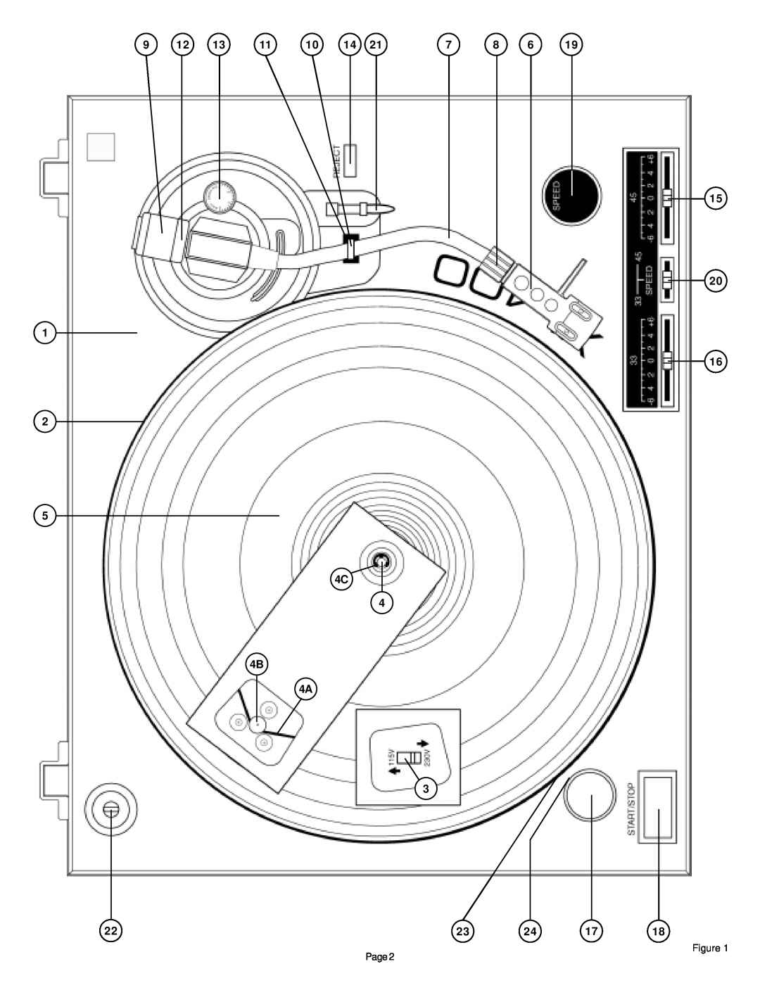 Gemini XL-100 manual 15 20 1 16 2 5 4C 4 4B 4A, Figure Page 