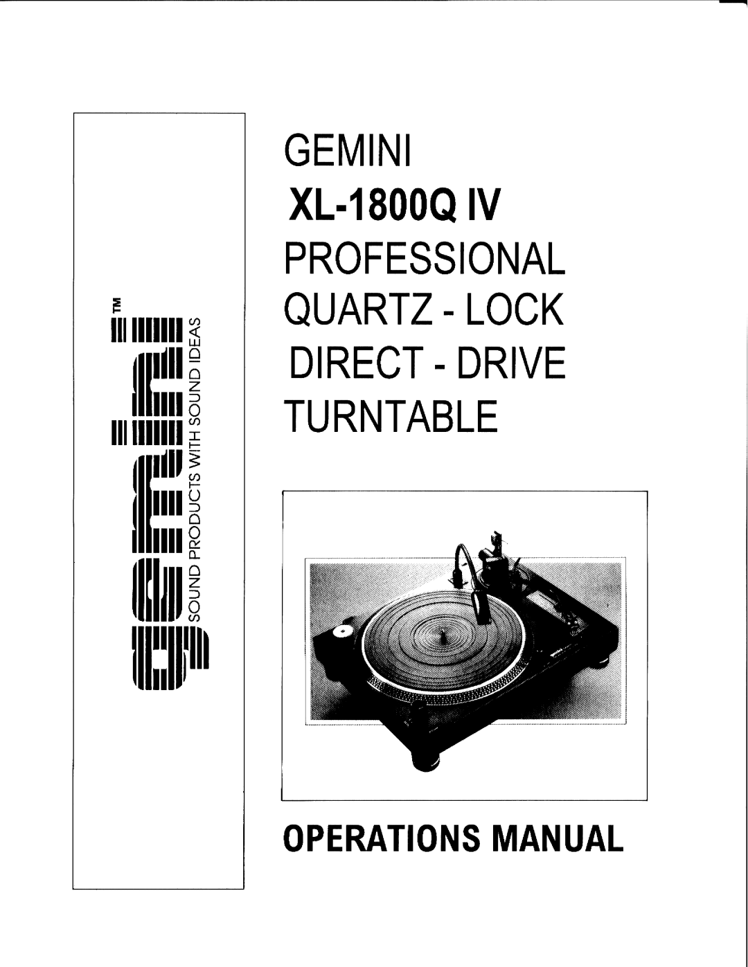 Gemini XL-1800Q IV manual 