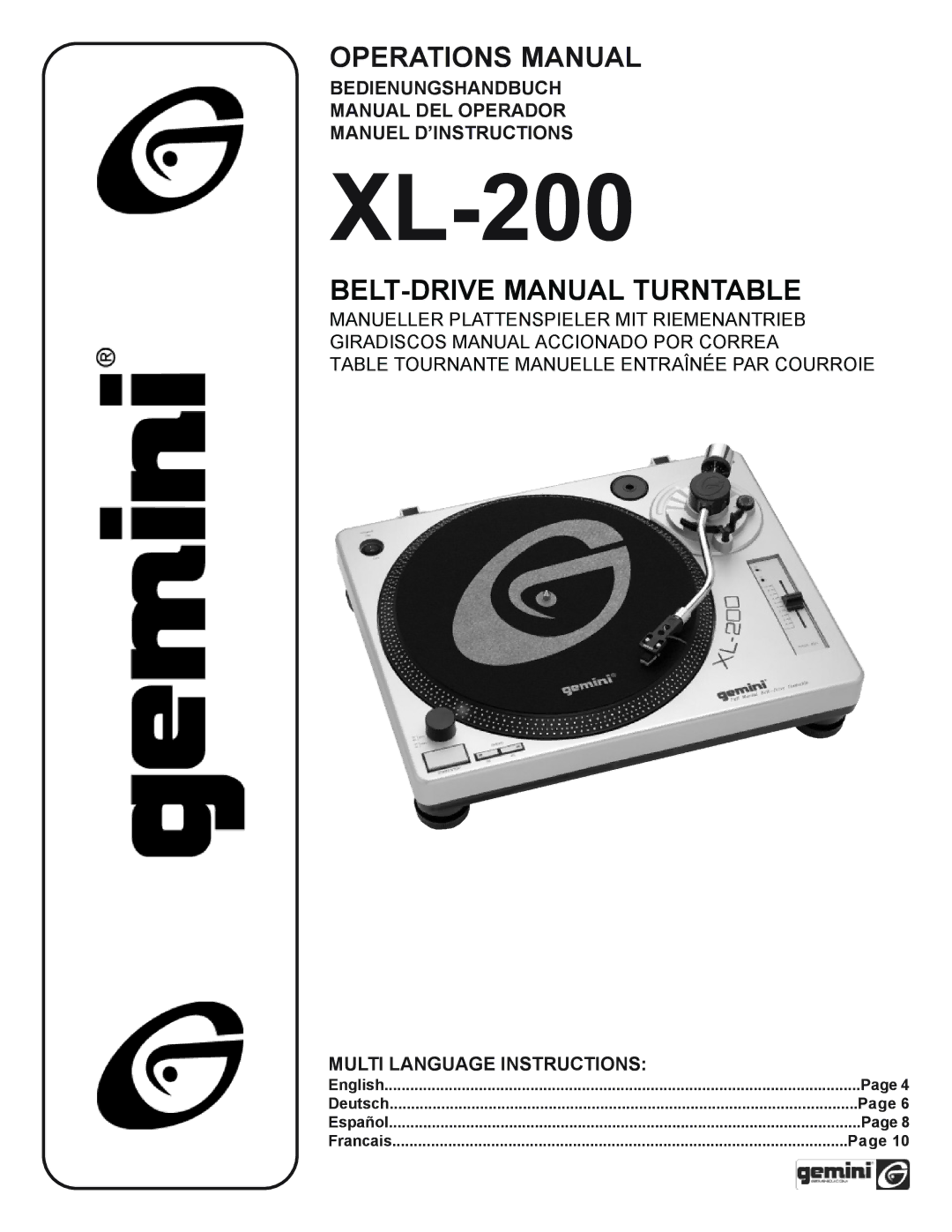 Gemini XL-200 manual 